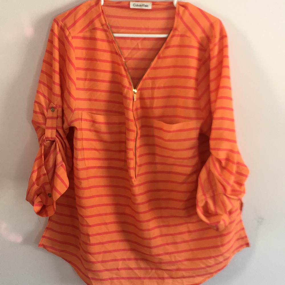 Orange & Pink Striped Blouse